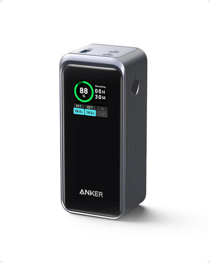 Anker Prime Power Bank, 20,000mAh Portable Charger with 200W Output, Smart Digital Display, 2 USB-C and 1 USB-A Port Compatible with iPhone 15/14 Series, Samsung, Dell, and More