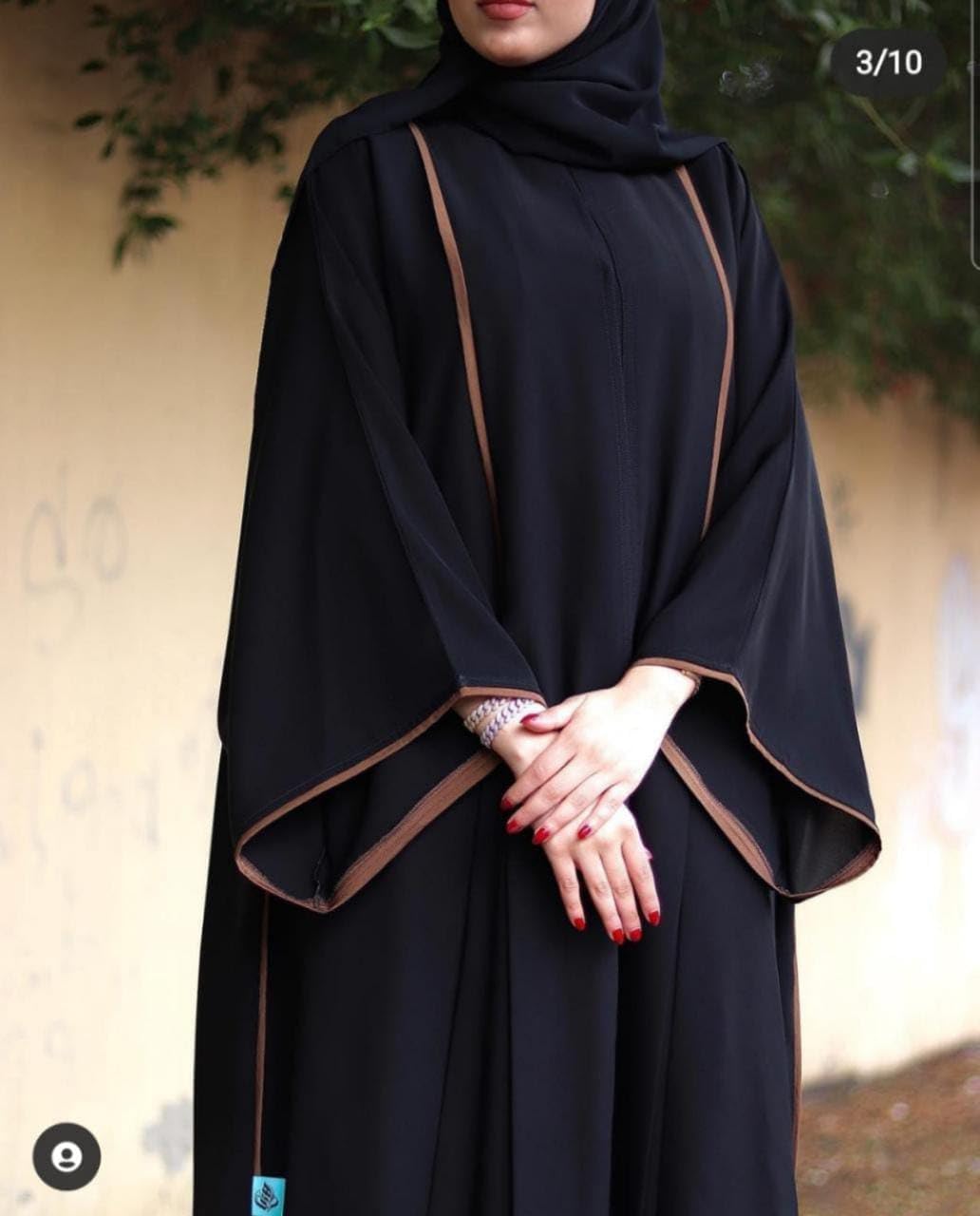 Samaira Fashion Black n Brown Pipin Abaya in Nida Fabric Long Maxi Dress Long Sleeves Evening Dress Abayas for Women Muslim Party Wear Naqab Hijab Burkha