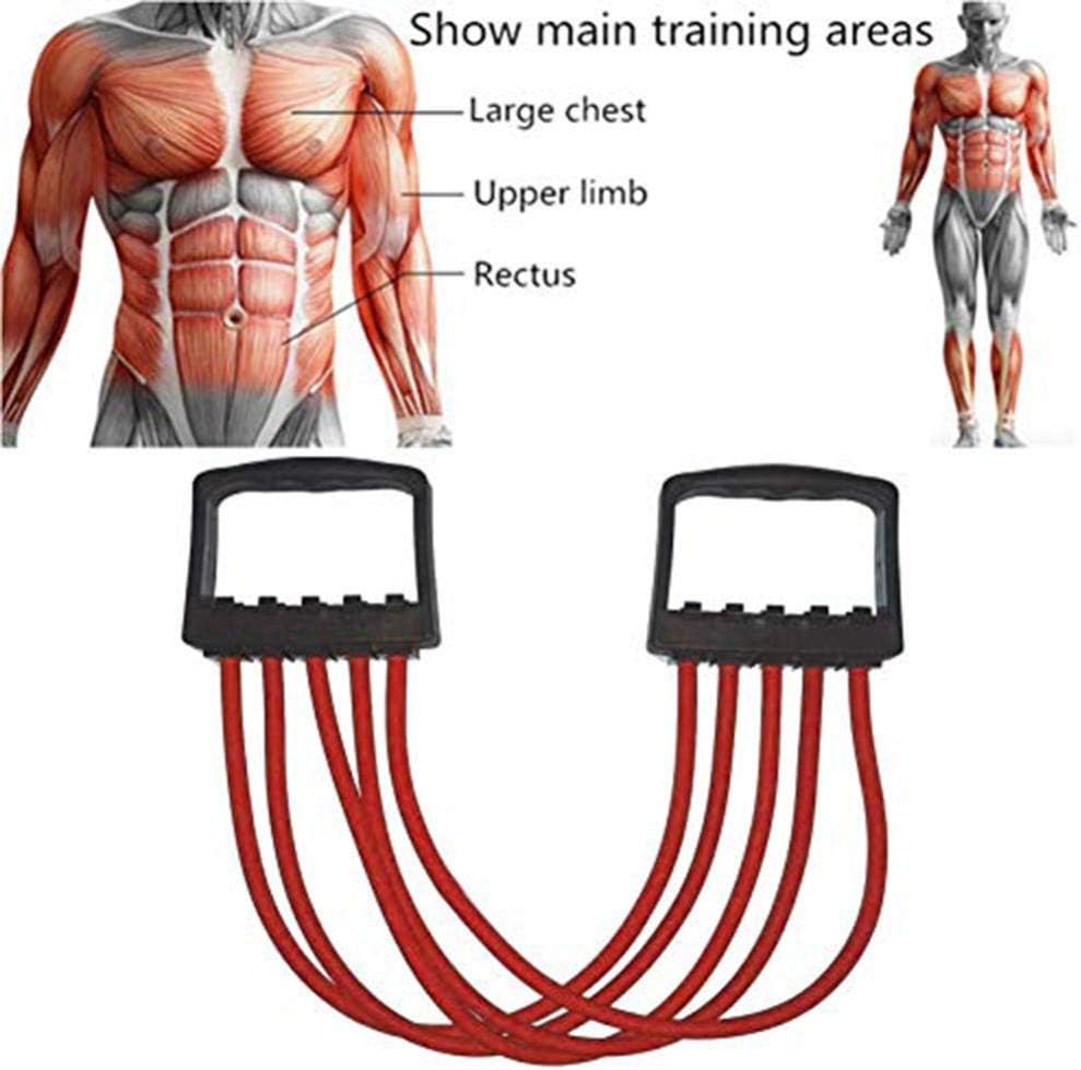 HBFJB Fitness chest expander Chest Expander Chest Exerciser For Men - 5-Pipe Rubber Chest Expander Pull Stretcher Home Gym Muscle Training Exerciser Gym Strength Adjustable For Chest expander