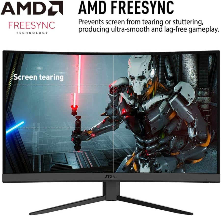 MSI Optix G27CQ4 Curved Gaming Monitor - 27 Inch, 16:9 WQHD (2560 x 1440), 1440p, 2K, VA, 165Hz, 1ms, 1500R, FreeSync Premium, DisplayPort, HDMI, Night Vision, Frameless, Anti-, Less Blue Light