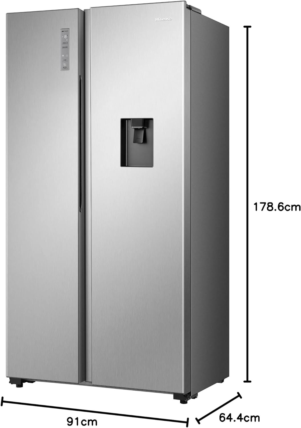 Hisense RS670N4WSU1 Side by Side Refrigerator with Water Dispenser, Inverter Compressor, No Frost Technology, Silver, 1 Year Warranty