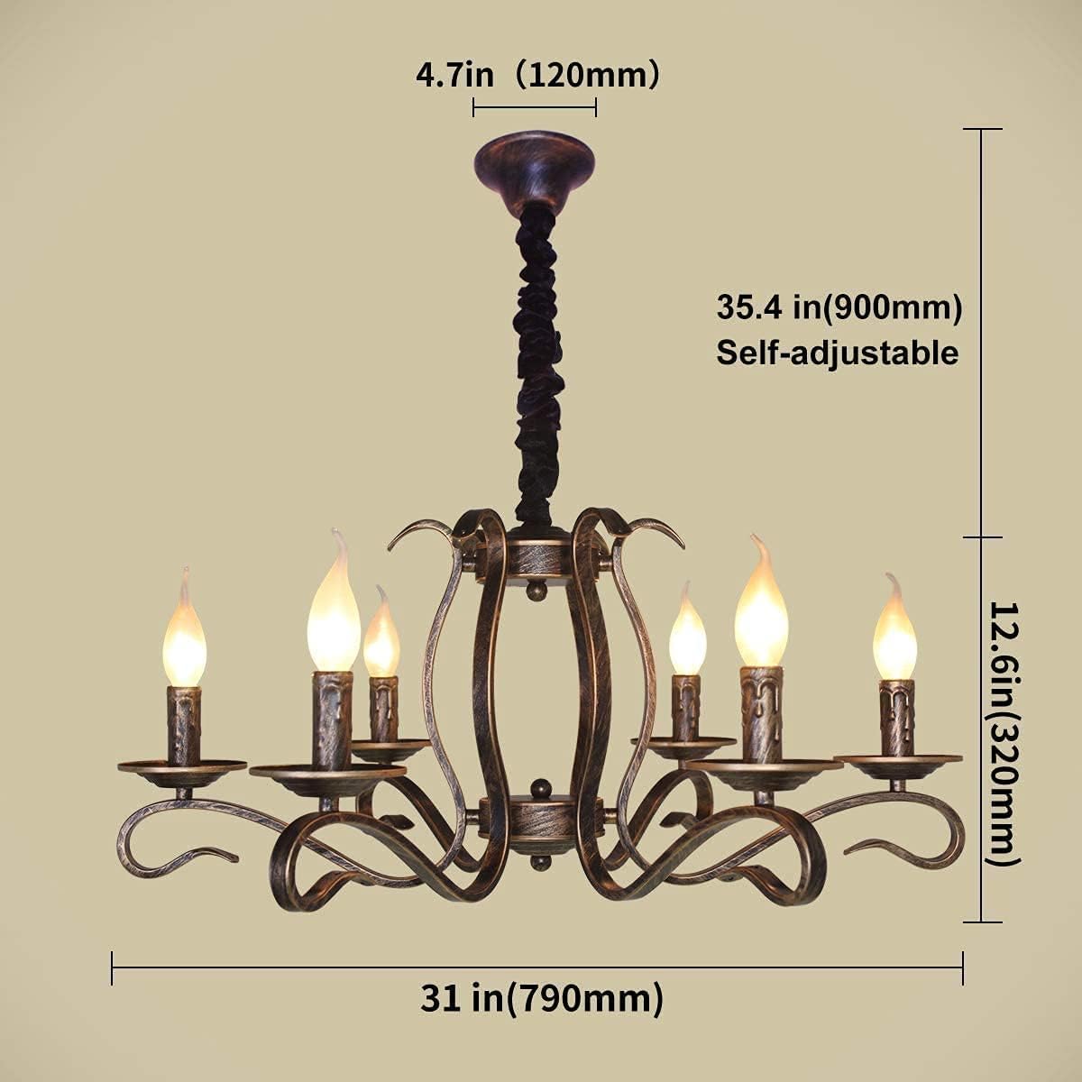 Ganeed French Country Chandeliers,8 Lights Industrial Farmhouse Pendant Light Fixture,Black Candle Ceiling Chandelier Height Adjustable for Living Room Bedroom Entryway Kitchen Island