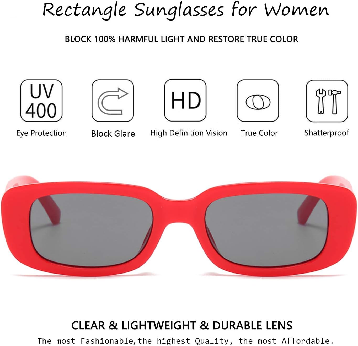 Retro Rectangle Sunglasses Women and Men Vintage Small Square Sun Glasses Protection Glasse, UV400 Protection Glasse, Vintage Driving Glasses 90’s Fashion Narrow Square Frame