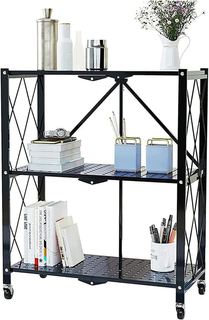 SKY-TOUCH Foldable Storage Organizer 5 Tier, Storage Shelves Kitchen Cabinet Storage Rack, Shelf Storage Multipurpose Rack for Living Room Bedroom Kitchen Garage Black 35x72x160.5cm