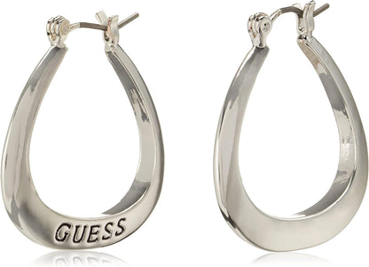 GUESS Basic Small Oval Logo Hoop Earrings