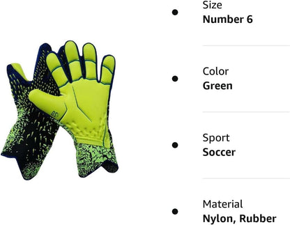 Yuly Goalkeeper Gloves,Strong Grip for Soccer Goalie Goalkeeper Gloves with Size 6/7/8/9/10 Football Gloves for Kids Youth and Adult Soccer Gloves