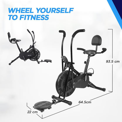 Reach Air Bike Exercise Cycle With Moving Handles & Adjustable Cushioned Seat (No-Cost EMI Available)