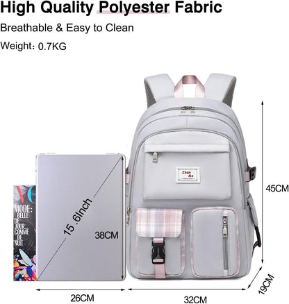 FANDARE Casual Backpack Girl School Bag Boy Daypacks Large Laptop Bag Students College Daypacks Bookbag fit 15.6 inch Laptop Teens Travel Spring Outing Shopping Rucksack Waterproof Polyester