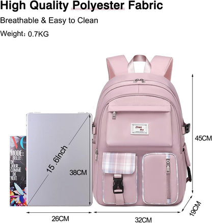 FANDARE Casual Backpack Girl School Bag Boy Daypacks Large Laptop Bag Students College Daypacks Bookbag fit 15.6 inch Laptop Teens Travel Spring Outing Shopping Rucksack Waterproof Polyester