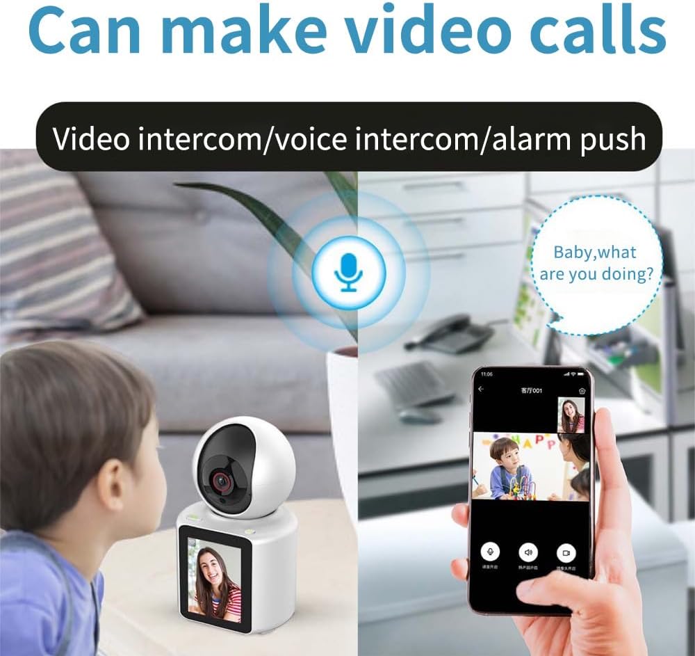 Indoor Security Camera 1080P Full HD WIFI Video Calling PT Camera,AI Auto Tracking,2.8inch HD Display and two-way video calling, Human/Pet AI Ideal for Baby Monitor/Pet Camera/Home Security APP:im CAM