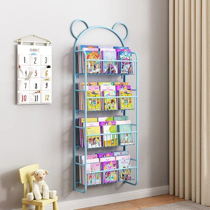 Bookshelf,Wall Mounted Shelves,2 Tier Kids Bookcase and Wall Bookshelf,Iron Hung Bracke Storage Shelves Display Shelf for Bedroom, Living Room, Office (A-G598-2 Tier-55cm)