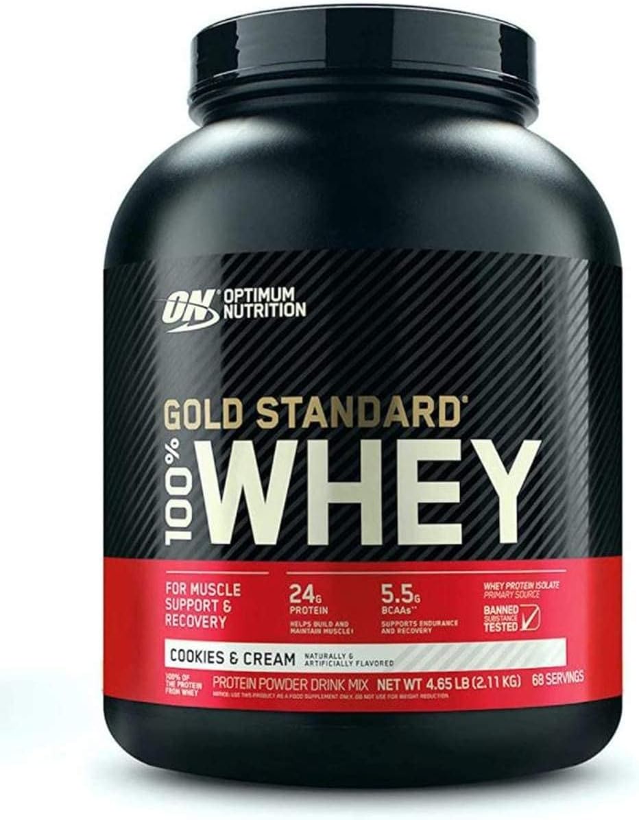 Optimum Nutrition (ON) Gold Standard 100% Whey Protein Powder Primary Source Isolate, 24 Grams of Protein for Muscle Support and Recovery - Delicious Strawberry, 10 Lbs, 146 Servings (4.53 KG)