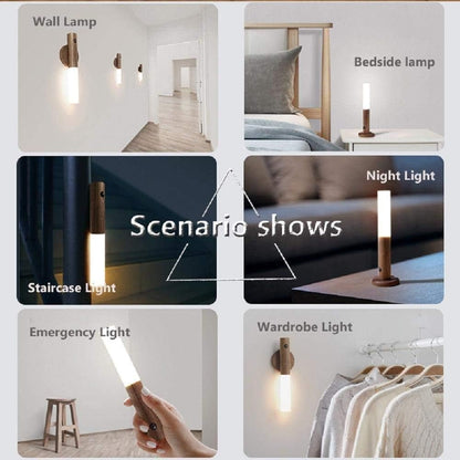 Lengenda Motion Sensor Night Light Smart LED Light Sensing Distance 4M Hand-held Portable Stick Anywhere for Bedroom Stairway Children Room (Walnut Wood)