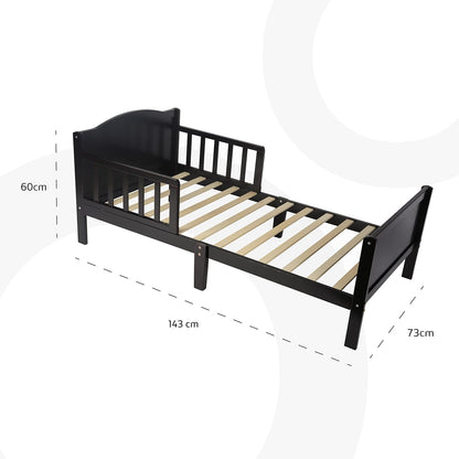 MOON Wooden Toddler Bed(143 x 73 x 60), with safety guard rail, stylish and durable,Environment-friendly, Durable and Decay resistant,Scratch-free, upto 50kg |3-12years|- Natural wood