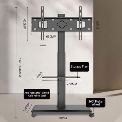 Movable TV Stand with Wheels, TV Table,mobile TV Floor Stand,Suitable 26-70 Inch LED Flat/Curved TV Stands Rolling cart with wheels,Swivel & Height Adjustable,for Family Living Room Bedroom Meeting