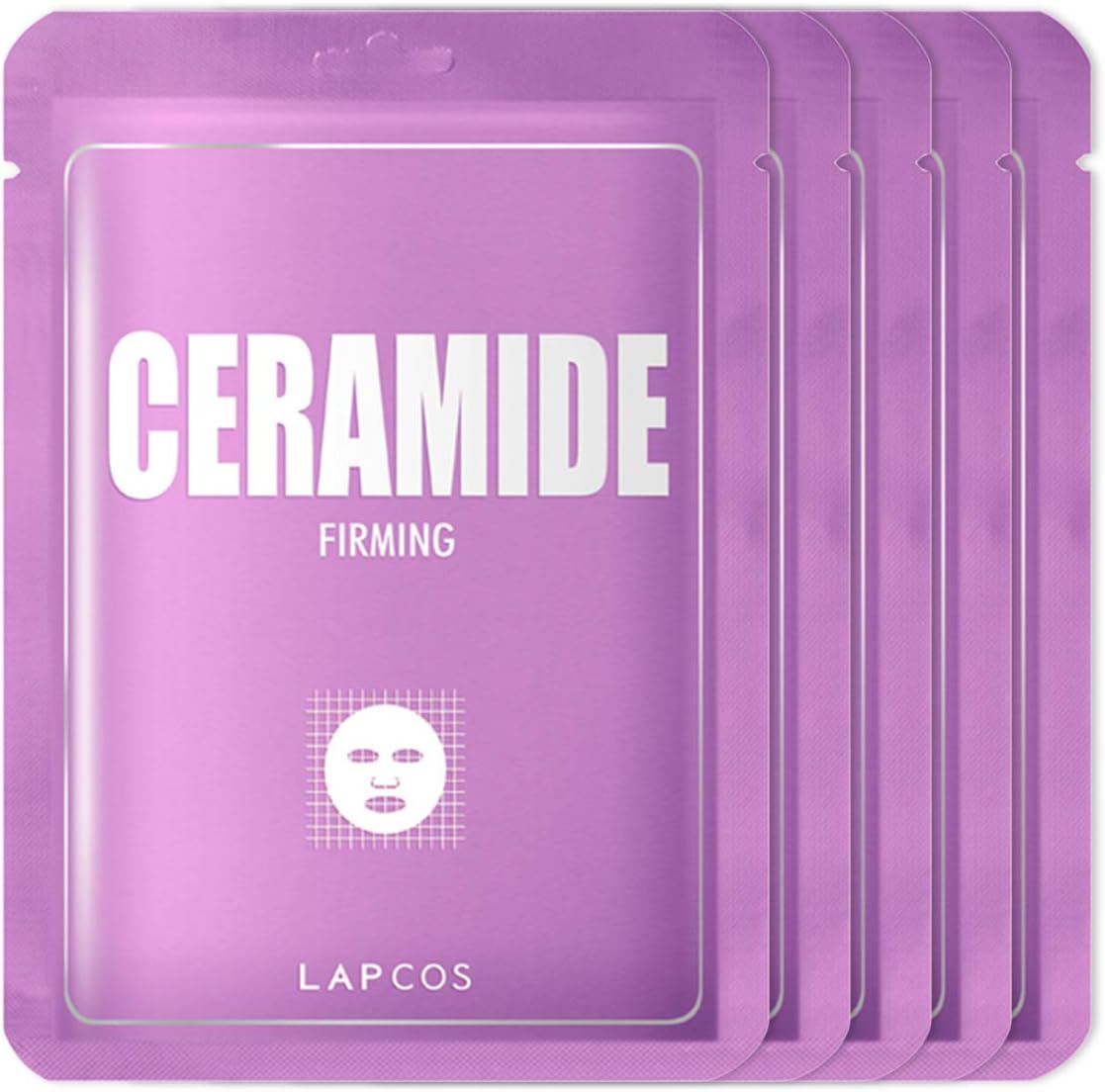 LAPCOS Ceramide Sheet Mask, Daily Moisturizing Face Mask, Hydrates & Plumps Skin, Korean Beauty Favorite 5-Pack