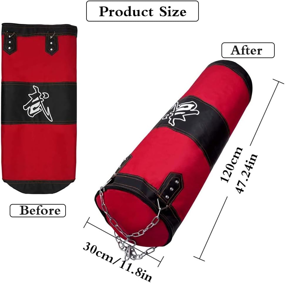 XTDGN 7 In 1 Boxing Bag Set with Chains and Gloves, Fillable Punching Bag for Gym Bodybuilding - Punch Speed Training, for Taekwondo, Muay Thai, Workout - Bags Empty, One Size