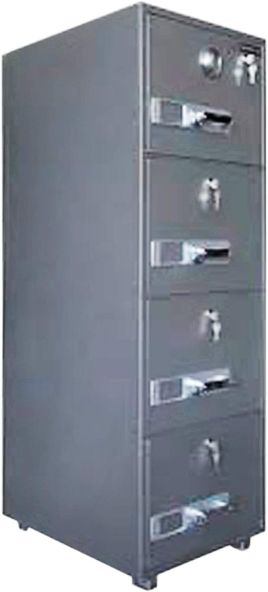 Mahmayi Secureplus 680-4Dk 4 Drawer Fire Filing Cabinet 222Kgs - Secure Steel Safe with Centralized Lock, Stylish Grey Finish for Office Use and Document Protection (4 Drawers, Key + Dial)