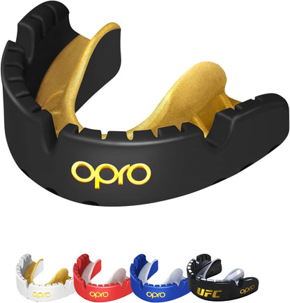 OPRO NEW Gold Braces Level Mouthguard, Adults Sports Mouth Guard, Featuring Revolutionary Fitting Technology for Boxing, Lacrosse, MMA, Martial Arts, Hockey, and All Contact Sports (Blue)