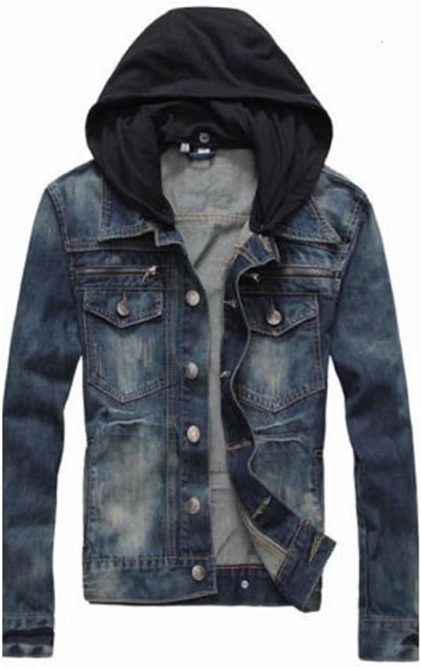 RAK Men's Denim Jacket With Detachable Hoodie Denim Jackets For Men Casual Outerwear