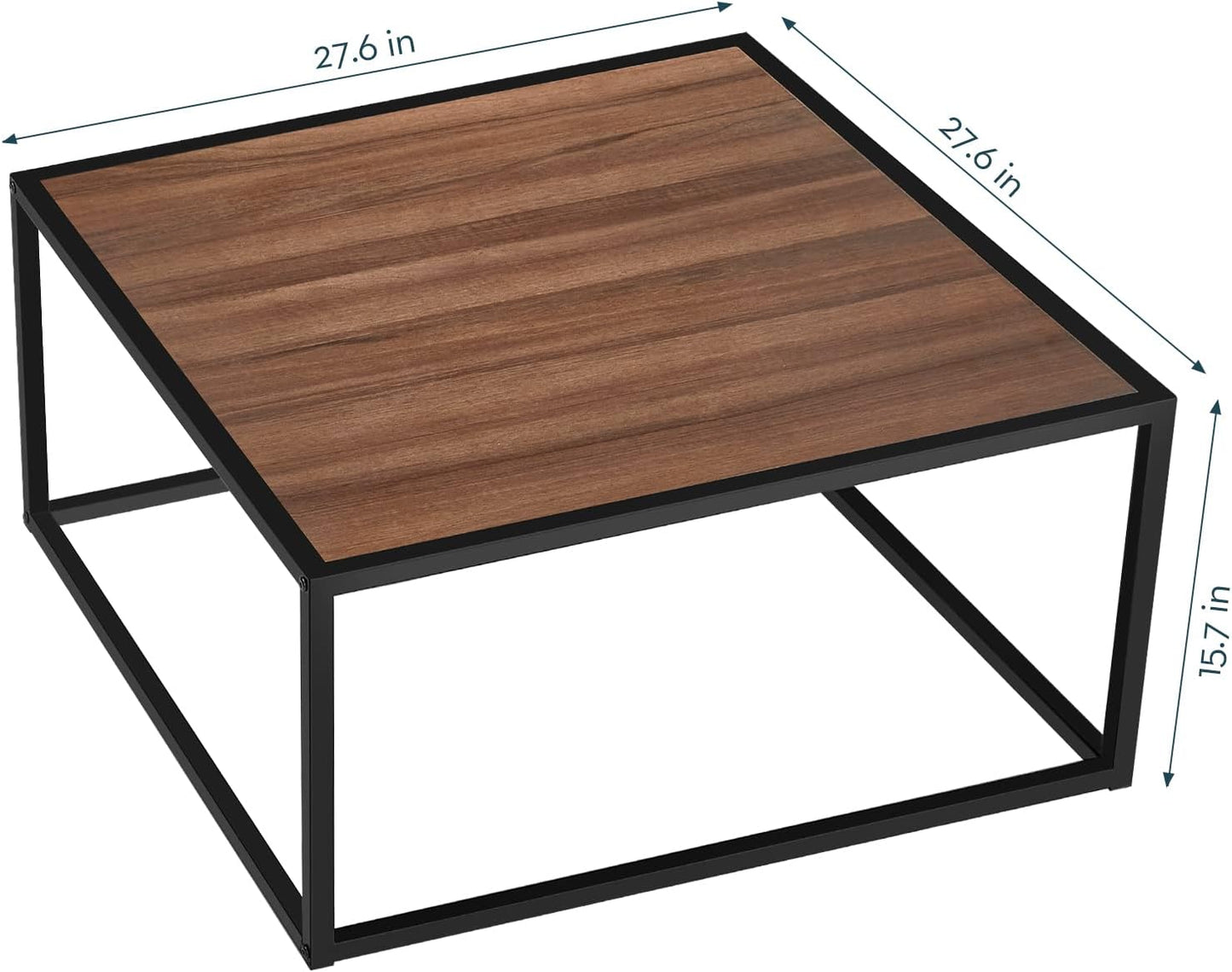 SAYGOER Glass Coffee Table, Small Modern Coffee Table Square Simple Center Tables for Living Room 26.7 x 26.7 x 15.7 Inches, Gray Black