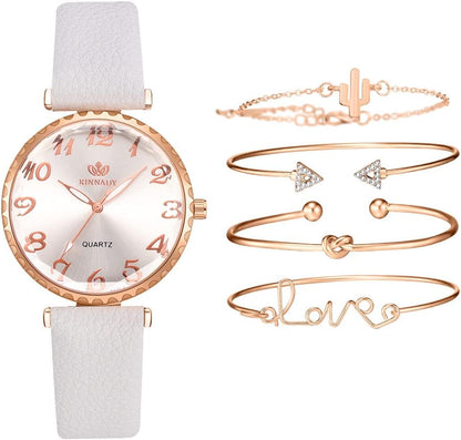 Luxury Womens Watch with Bracelet Gifts Set Rose Gold for Lady Female Elegant Wrist Watches Ladies Stylish Bracelet Watches