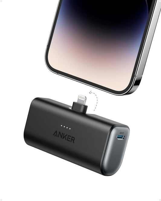 Anker Portable Charger with Built-in Lightning Connector, MFi Certified, Battery Pack 5,000mAh 12W, Compatible with iPhone 14/14 Pro / 14 Plus / 14 Pro Max, iPhone 13 and 12 Series (Black)