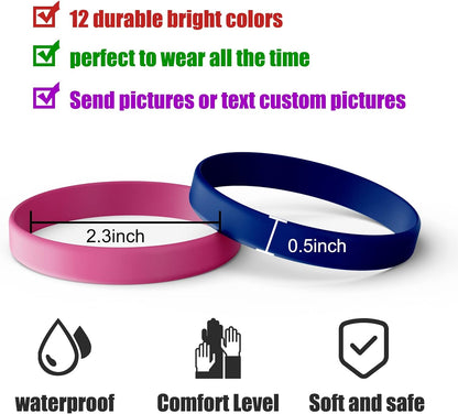 12 Wholesale Rubber Silicone Bracelets Solid Color Silicone Wristbands Colored Rubber Stretch Bracelets for Women Men Teen Gifts (12 Color Mixed)