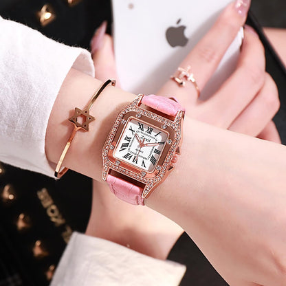 Luxury Womens Watch with Bracelet Gifts Set Rose Gold for Lady Female Elegant Wrist Watches Ladies Stylish Bracelet Watches