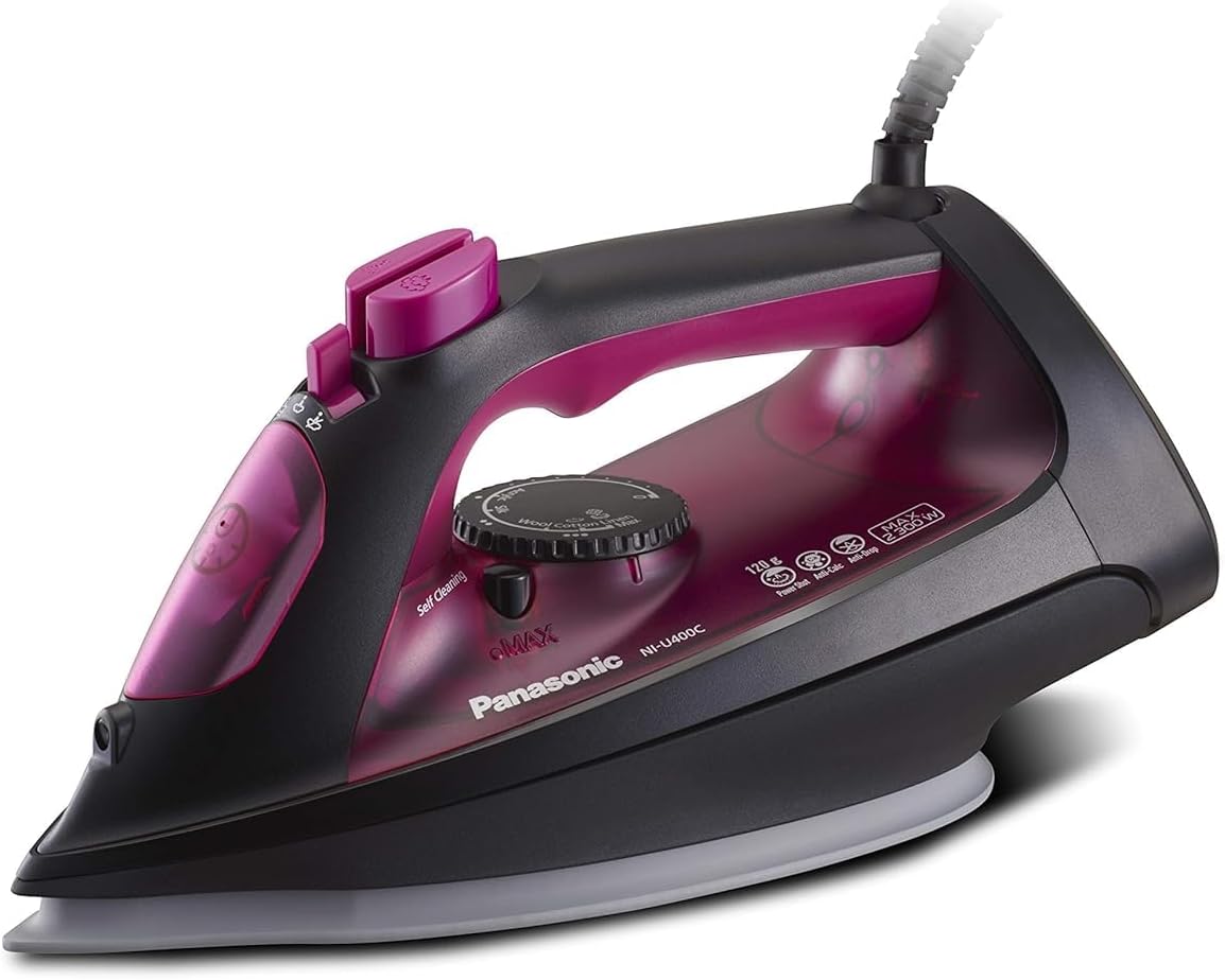 Panasonic Steam Iron, 2300W, Ni-U400, Pink, Big Ceramic Soleplate