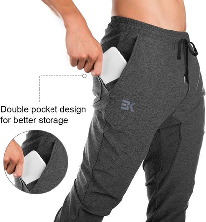 BROKIG Men's Athletic Running Sport Pants, Casual Gym Pants with Zipper Pockets