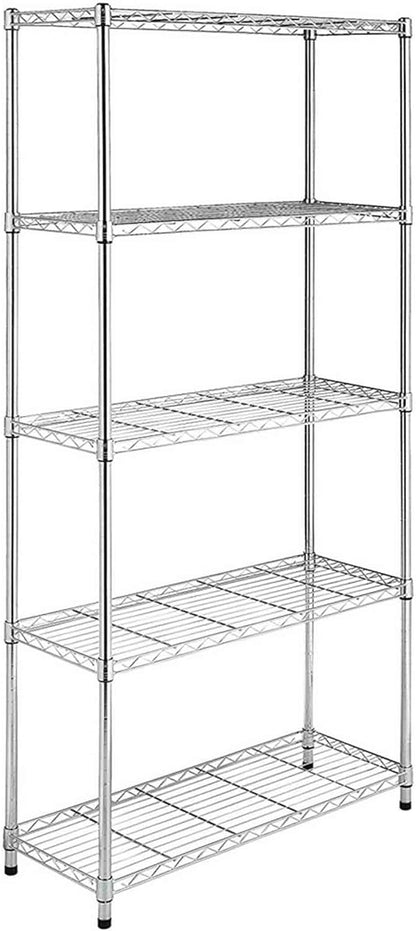 BEONE 5-Tier Wire Storage Shelving Rack Unit for Home Bathroom Kitchen, 5 Shelves Metal Kitchen (5-Tier, Black) Black 7323