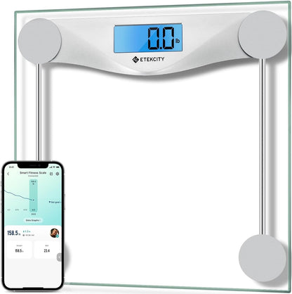 Etekcity Bathroom Scale for Body Weight, Digital Weighing Machine for People, Accurate & Large LCD Backlight Display, 6mm Tempered Glass, 400 lbs