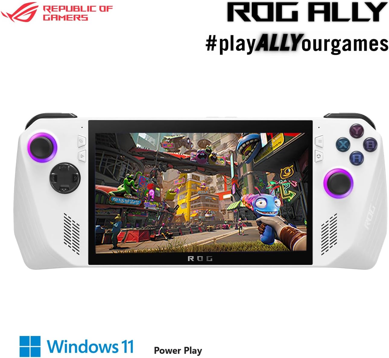 ASUS ROG Ally RC71L-NH019W (White) Gaming Handheld, AMD Ryzen Z1 Processor 16GB 512GB SSD, AMD Radeon, WINDOWS 11 HOME, 7-inch 120Hz/7ms, Gorilla Glass DXC, Touch Screen, Free 3months Xbox game pass.