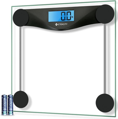 Etekcity Bathroom Scale for Body Weight, Digital Weighing Machine for People, Accurate & Large LCD Backlight Display, 6mm Tempered Glass, 400 lbs