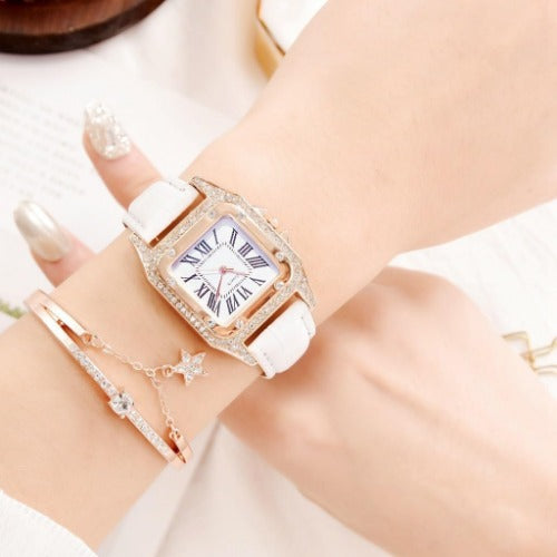 Luxury Womens Watch with Bracelet Gifts Set Rose Gold for Lady Female Elegant Wrist Watches Ladies Stylish Bracelet Watches