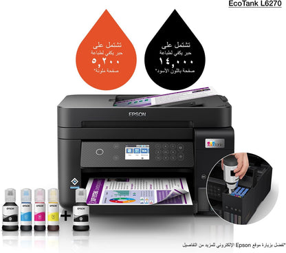 Epson Ecotank L6270 Office Ink Tank Printer A4 Colour 3-In-1 Printer With Adf, Wi-Fi And Smart Panel Connectivity And Lcd Screen, Black, Compact