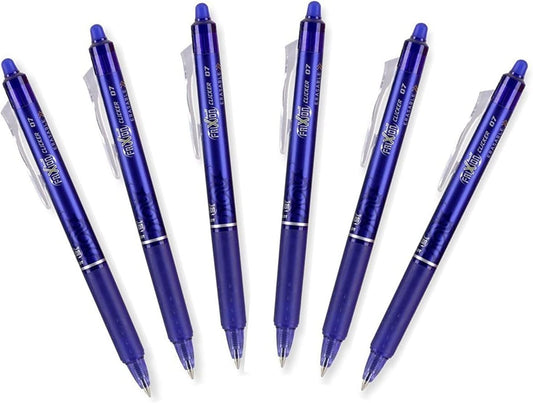 Pilot Frixion Clicker Retractable Erasable Gel Pens, Fine Point, Blue Ink (6)