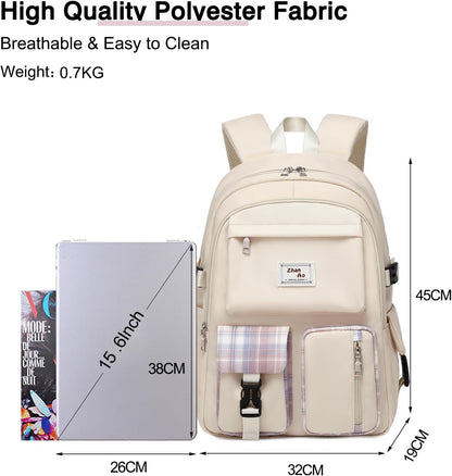 FANDARE Casual Backpack Girl School Bag Boy Daypacks Large Laptop Bag Students College Daypacks Bookbag fit 15.6 inch Laptop Teens Travel Spring Outing Shopping Rucksack Waterproof Polyester