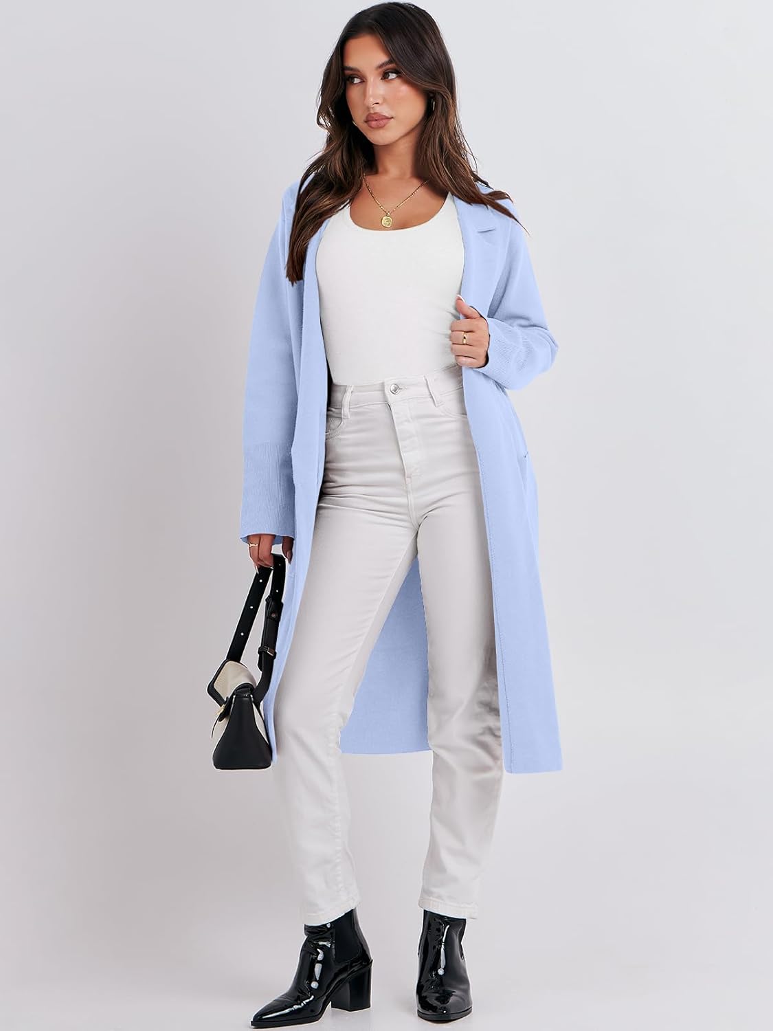 ANRABESS Cardigan for Women Oversized Open Front Sweater Coat Long Sleeve Lapel Blazer Jacket Fall Outwear Coatigan