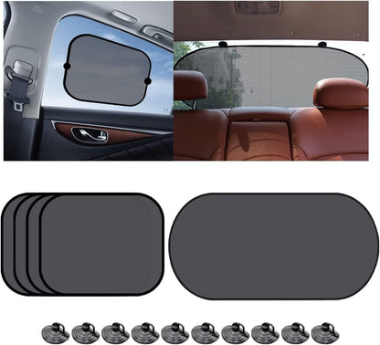 Car Rear Window Sunshade with Suction Cup, 2 Pcs Sun UV Rays Protection for Car Back Window, Sunlight Shield Blocker Mesh Cover for Rear Facing Seats, Car Accessories for Pets/Children (39"x19"/Rear)