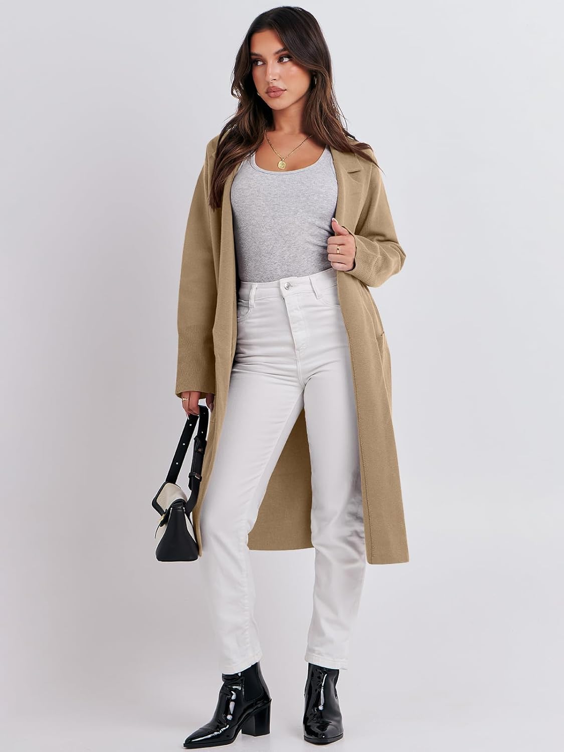 ANRABESS Cardigan for Women Oversized Open Front Sweater Coat Long Sleeve Lapel Blazer Jacket Fall Outwear Coatigan