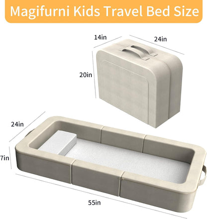 Magifurni Folding Toddler Floor Bed, Portable Kid Travel Bed, New Patented Design, Soft, Safe and Washable, Good Ideal for Toddlers and Kids, Gray