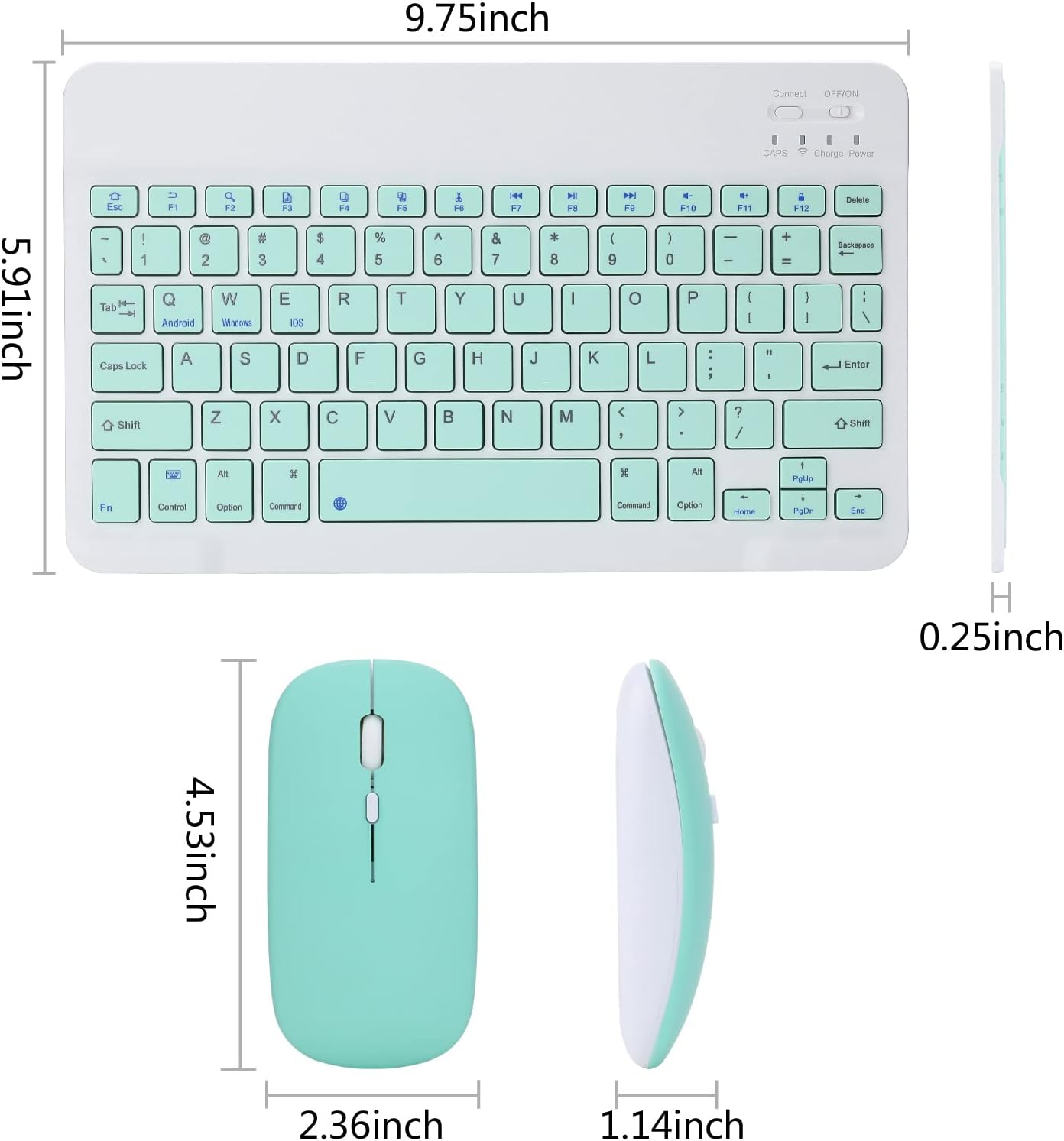 Rechargeable Bluetooth Keyboard and Mouse Combo Ultra-Slim Portable Compact Wireless Mouse Keyboard Set for Android Windows Tablet Cell Phone iPhone iPad Pro Air Mini, iPad OS/iOS 13 and Above (Pink)