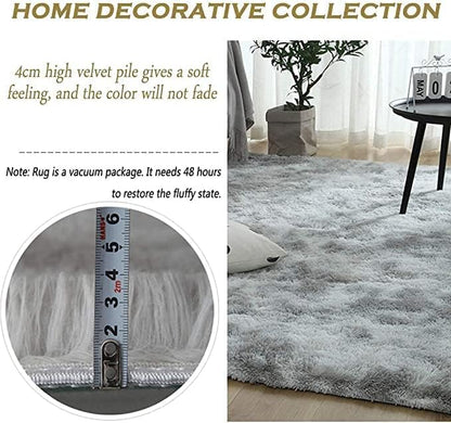 LIMOS Large Area Rugs，Super Soft Fluffy Shaggy Tie Dye Rug，Modern Indoor Shag Fuzzy Carpets for Girls Kids Nursery Room Home Decor (off-white, 140cm x 200cm)