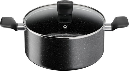 TEFAL Dark Stone 11 pc set, Non-stick, stewpots 22/24/28 cm, saucepan 16 cm, frypans 20/28 cm, slotted spatula, Aluminium, B491BS85