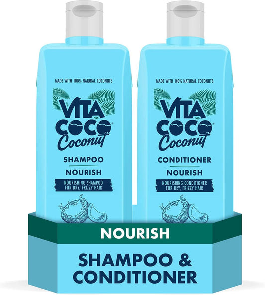 Vita Coco Nourish Shampoo and Conditioner Bundle (2x400ml) for dry and frizzy hair, protects and repairs the Hair with 100 Percent natural coconuts, suitable for all hair types