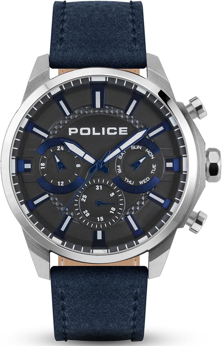 Police Menelik Hybrid Quartz Automatic Movement Leather Strap Watch for Men