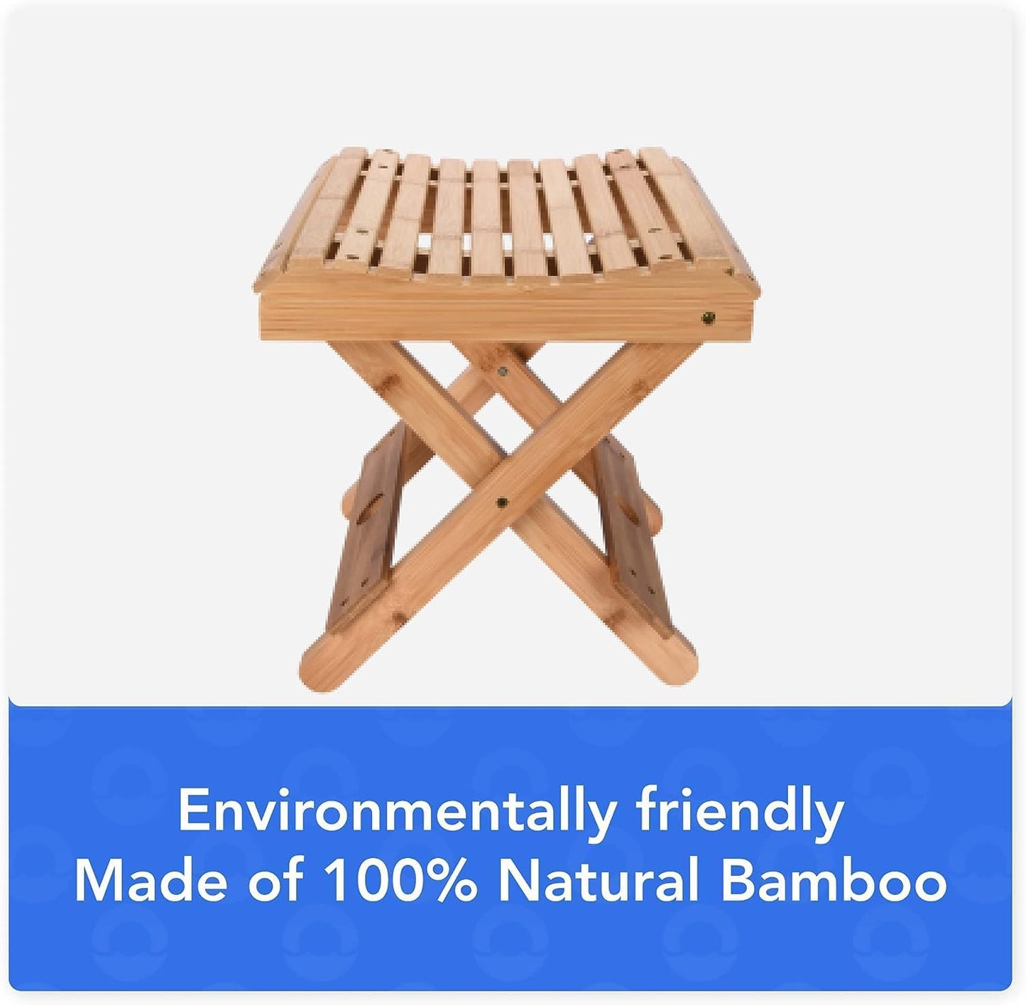 Skade Bamboo Folding Stool, Foldable Bench for Bathroom Spa Sauna, Bath Chair for Shaving, Portable Indoor & Outdoor Foot-Rest Chair, Wooden Seat Step, Shower Chair for Adults Kids Elderly