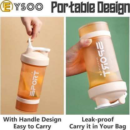 EYSOO Protein Shaker Bottle 2 Pack 500ml / 17oz Shaker Bottle for Protein Mixes Leak-proof BPA Free 3-Layer Protein Shaker with Supplement Pill Storage Container Gym Shaker Cup (Orange & Pink)